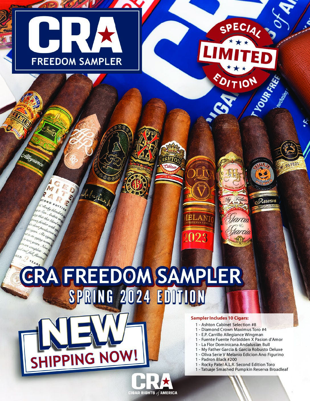 CRA Freedom Sampler 2025 (Pack of 10) Hiland's Cigars